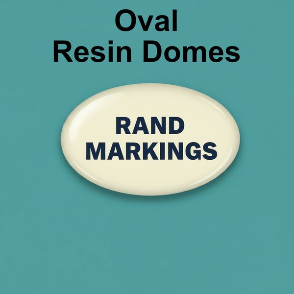 Custom domed resin label